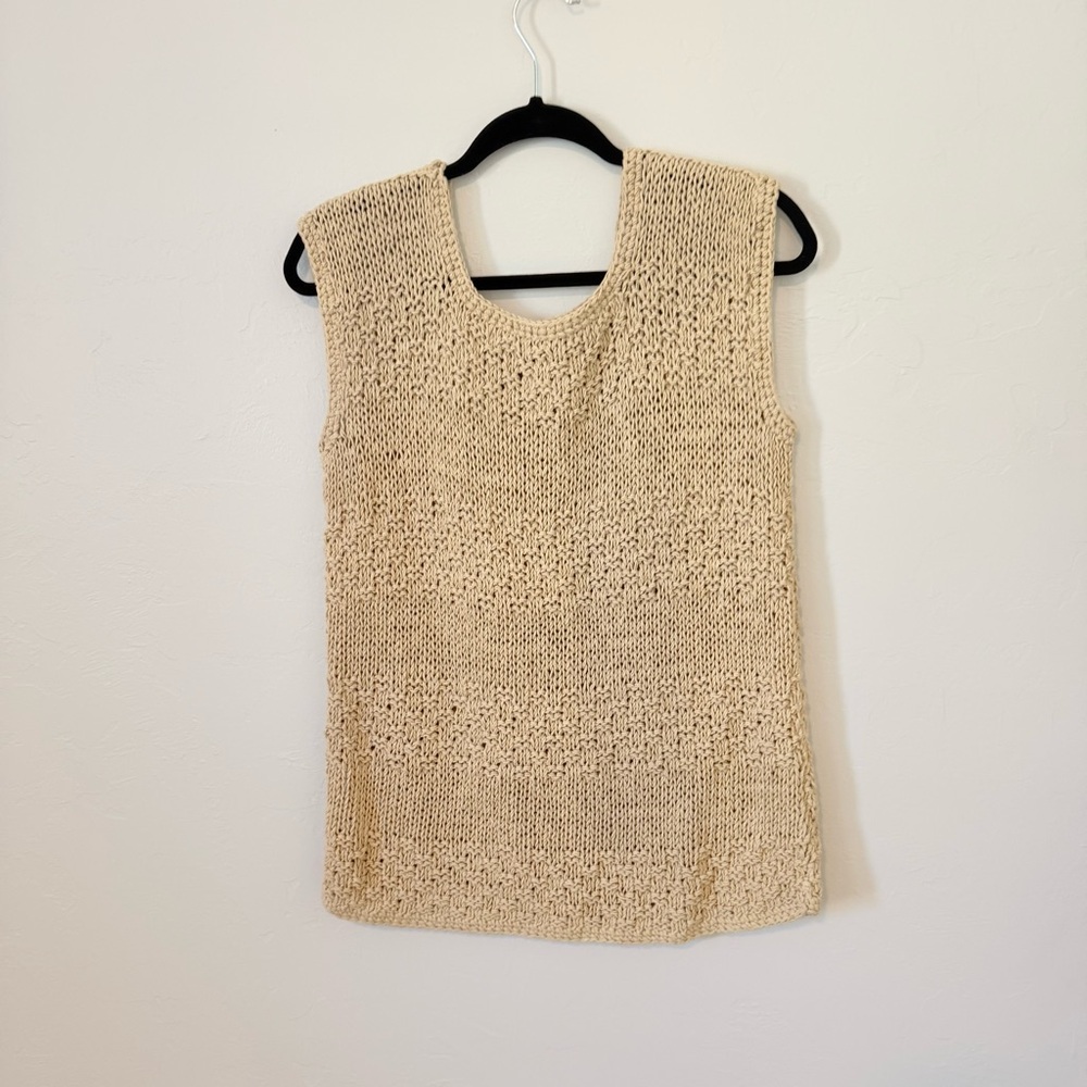 Cotton Knit Vintage RICO Sleeveless Knit Tank in Natural Cream